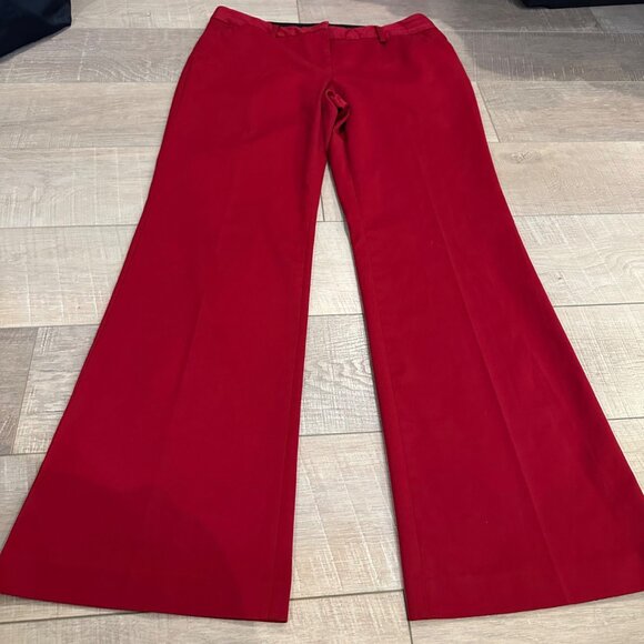 EXPRESS DESIGN STUDIO EDITOR PANTS FLARE SIZE 10 DEEP RED - Picture 2 of 8